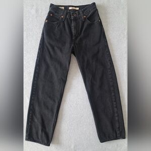 Levi's Dark Black Dad Jeans - Straight Cut Authentic Trademarked Blank Tab
